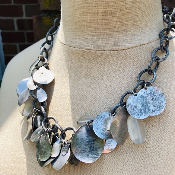 Galvanized Discs & Large Crystal Stones & Chain - Picture 2 of 8